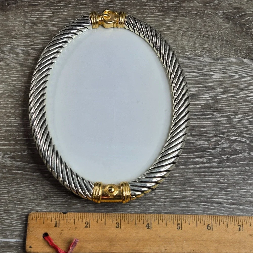 Vintage Two Tone Silver & Gold Cable Twist Oval Picture Frame 5x7 Tabletop